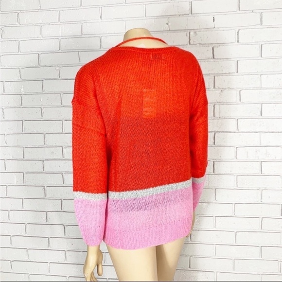 JDY Women’s Red and Pink color pop striped sweater - Picture 4 of 6